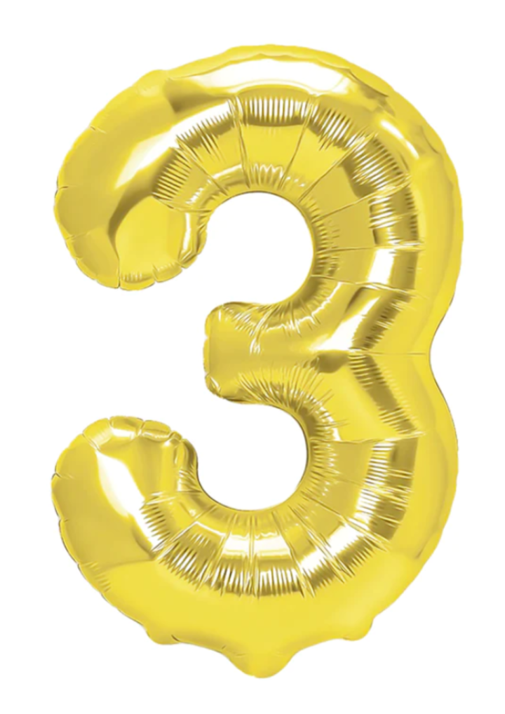 Balon cyfra "3" złota 100cm